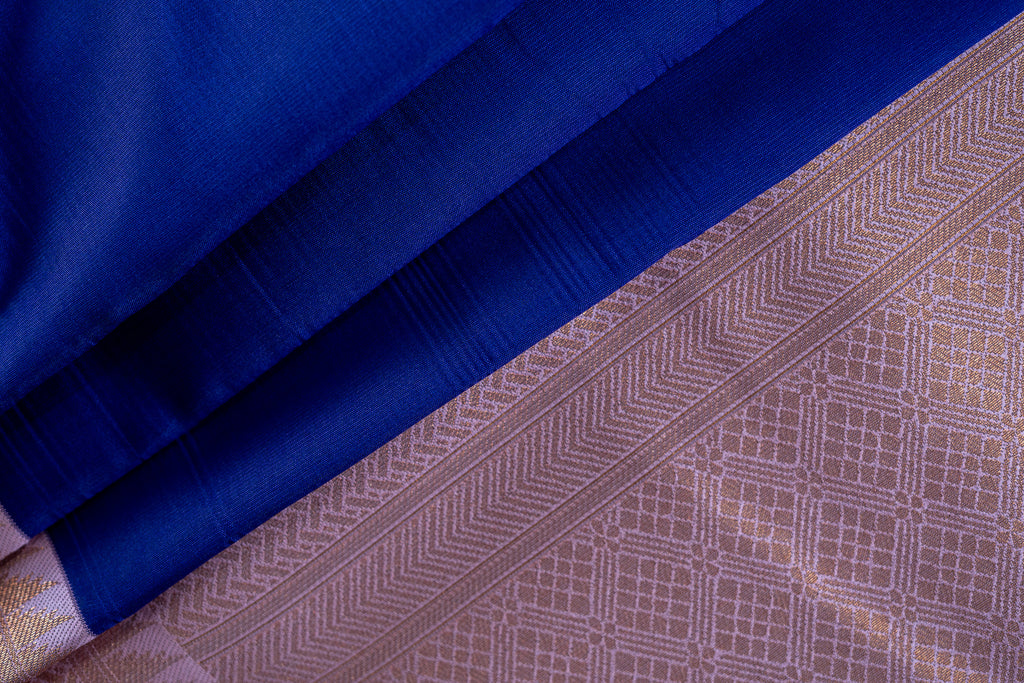 NAVILU Ayodya Kota Silk – Blue with Pink Copper Zari