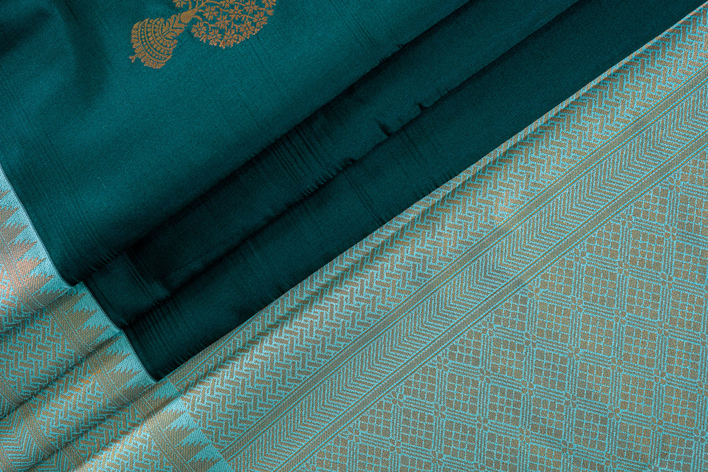 NAVILU Ayodya Kota Silk – Green with Rexona Copper Zari
