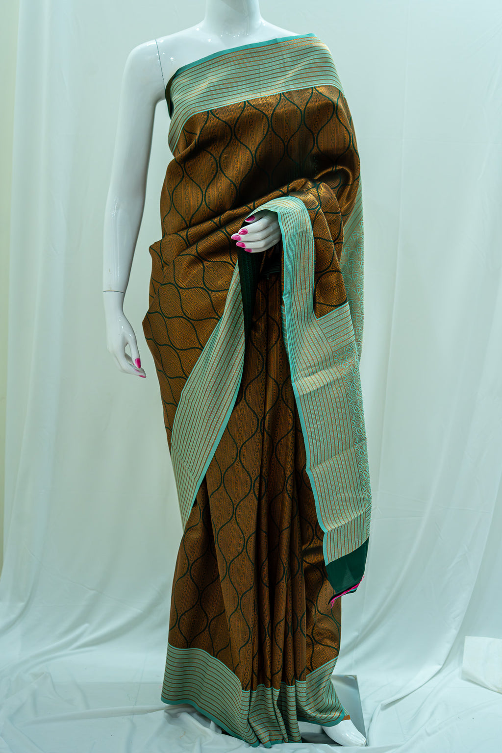 TARINI Ayodya Kota Silk – Dark green with Rexona with Copper Zari