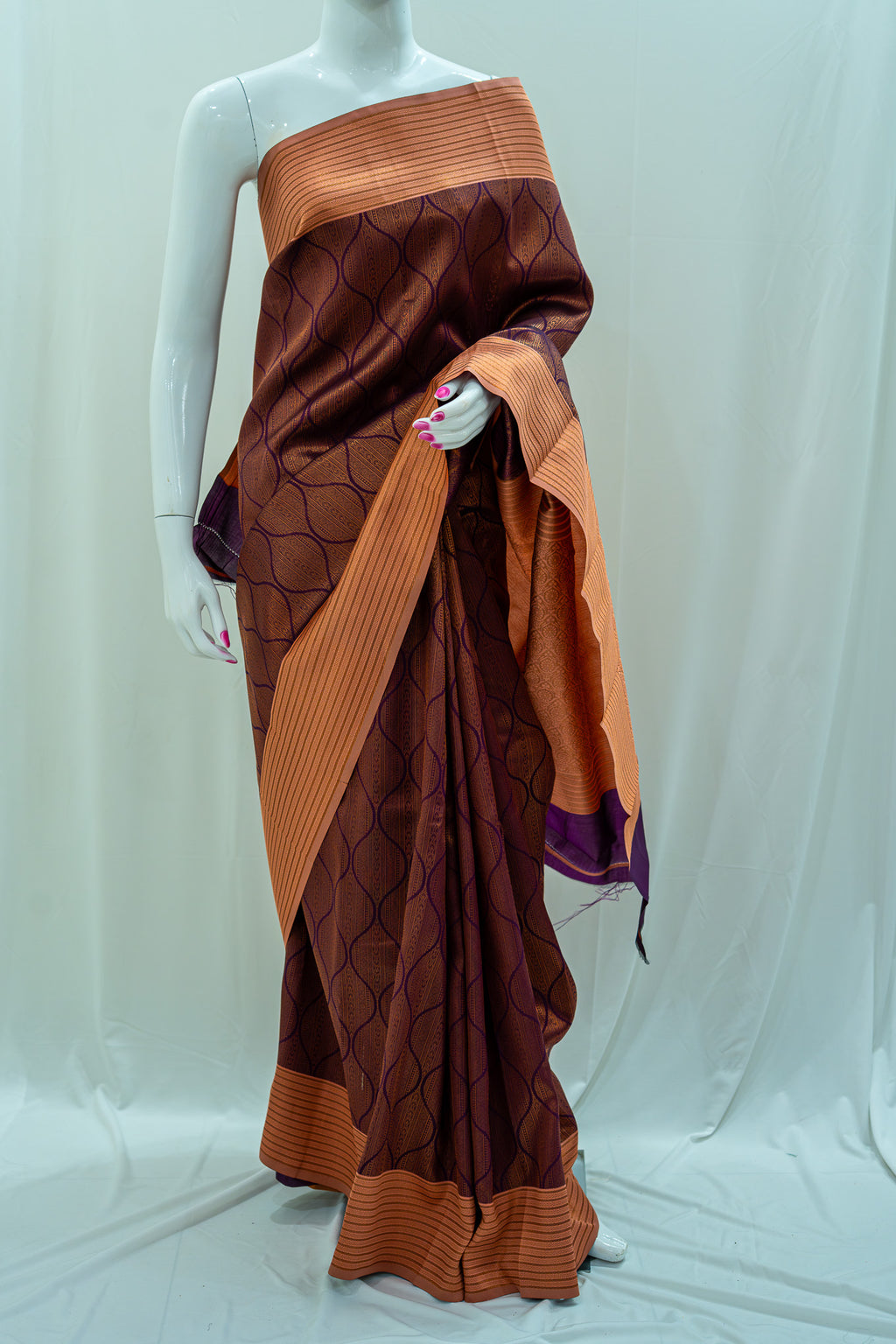 TARINI Ayodya Kota Silk – Purple with Gold with Copper Zari