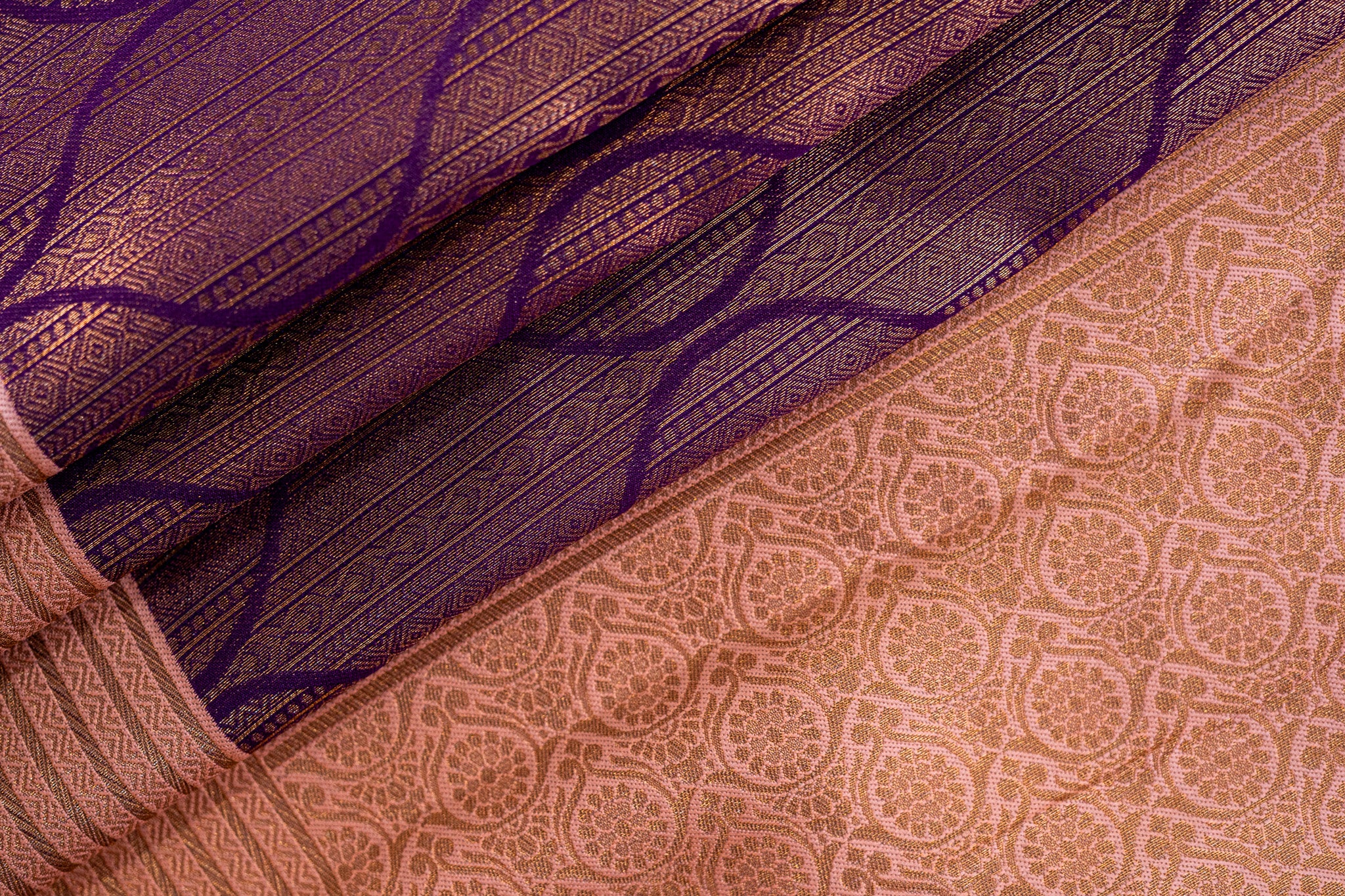 TARINI Ayodya Kota Silk – Purple with Gold with Copper Zari