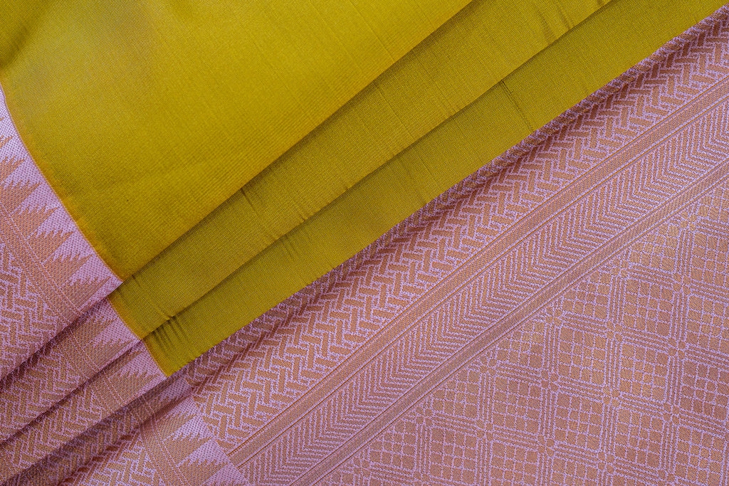 NAVILU Ayodya Kota Silk – Mustard with Pink Copper Zari
