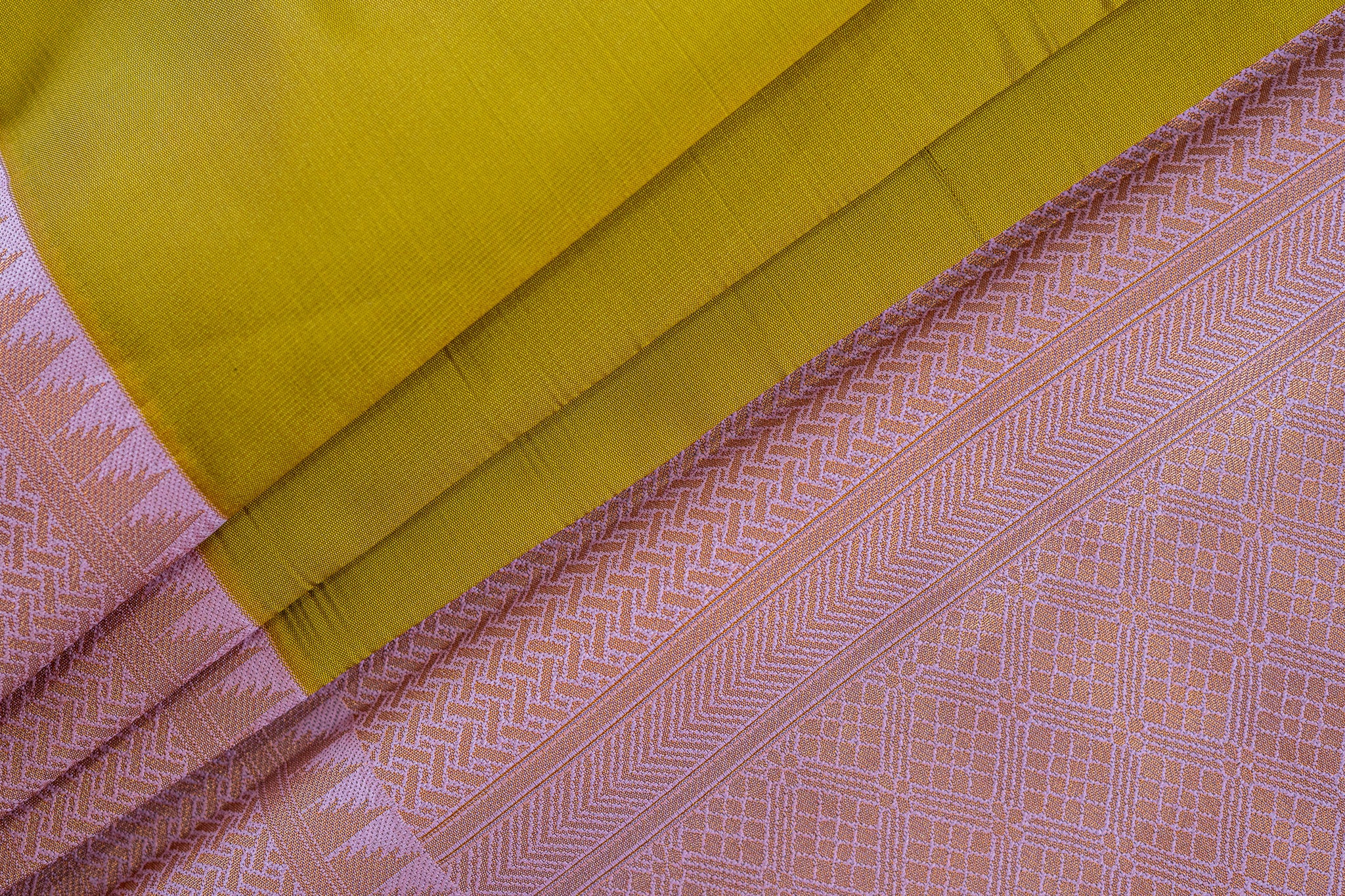 NAVILU Ayodya Kota Silk – Mustard with Pink Copper Zari
