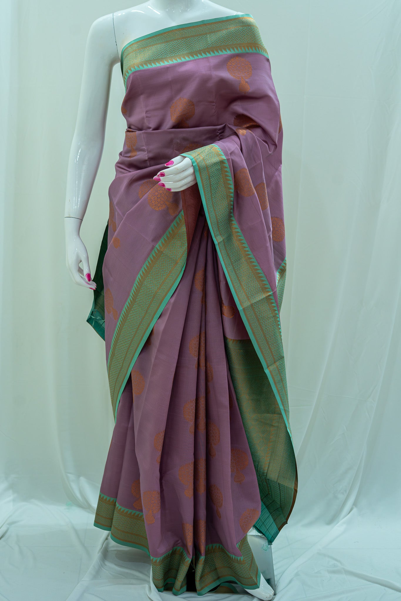 NAVILU Ayodya Kota Silk – Pink with Rexona Copper Zari