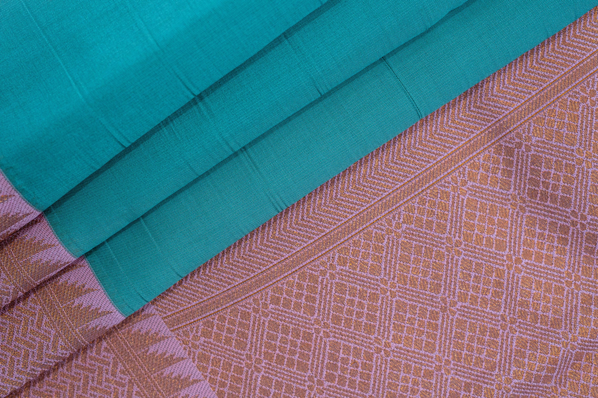 NAVILU Ayodya Kota Silk – Rexona with with Pink Copper Zari