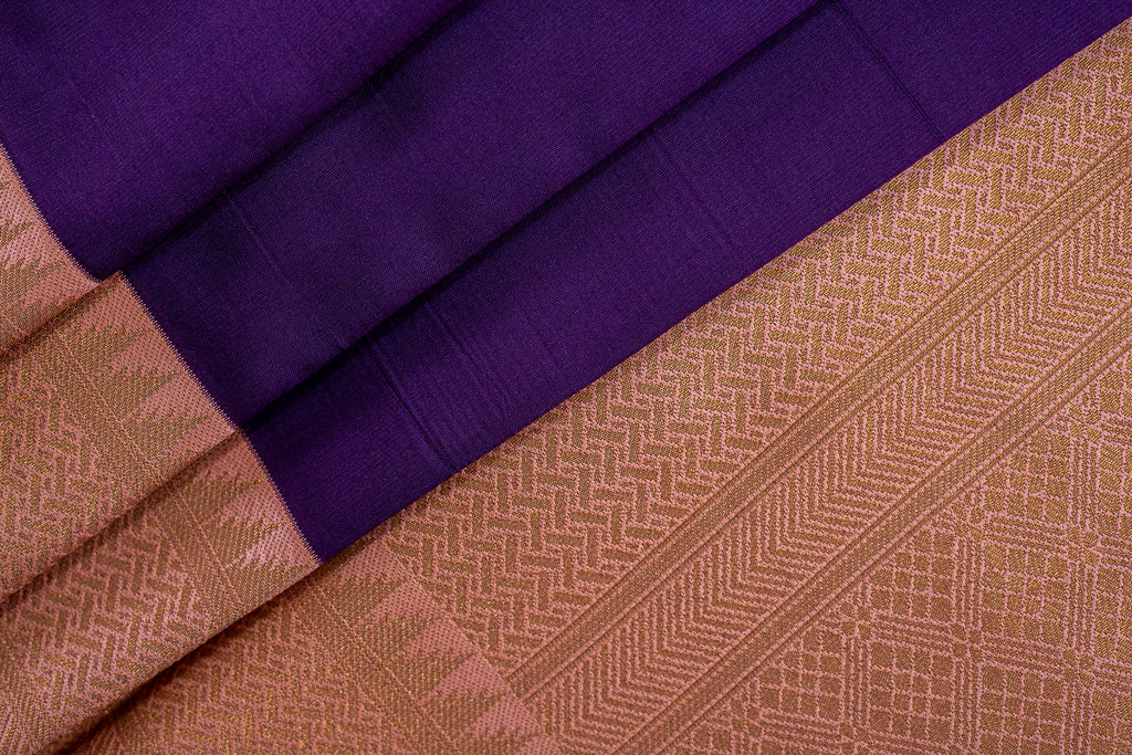 NAVILU Ayodya Kota Silk – Purple with Gold with Copper Zari