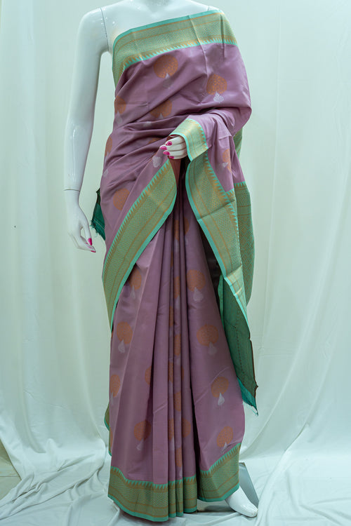 NAVILU Ayodya Kota Silk – Pink with rexona with Copper Zari