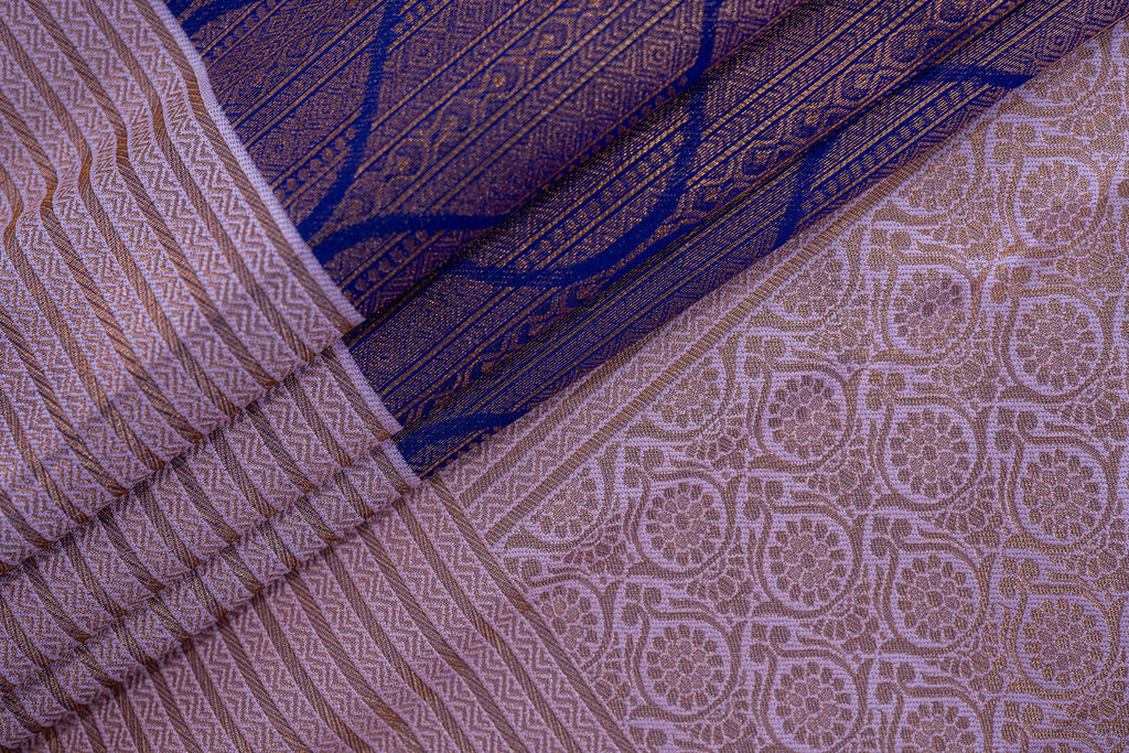TARINI Ayodya Kota Silk – Blue with Baby pink with Copper Zari