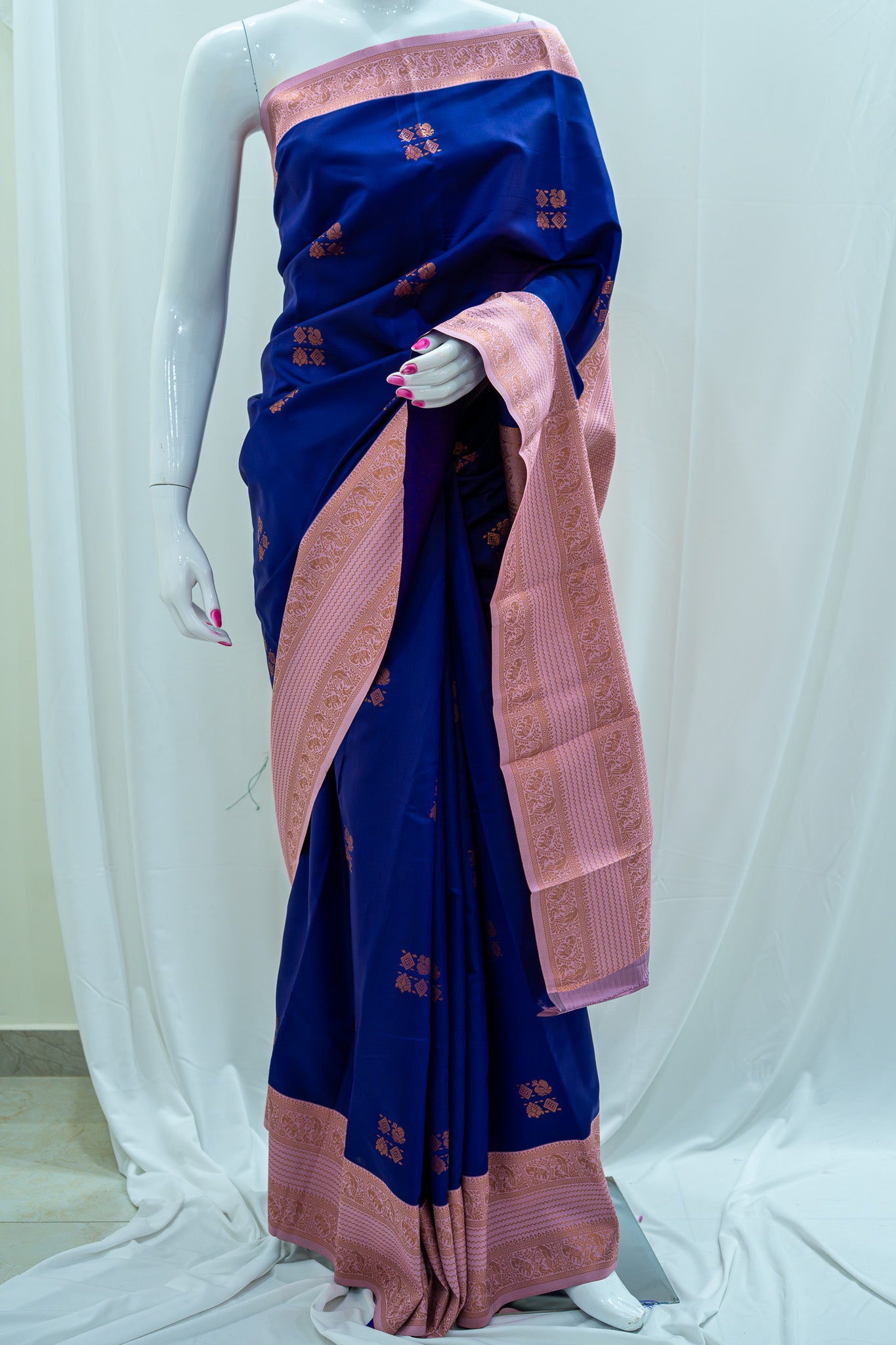 TANI Ayodya Kota Silk – Blue with Copper Zari