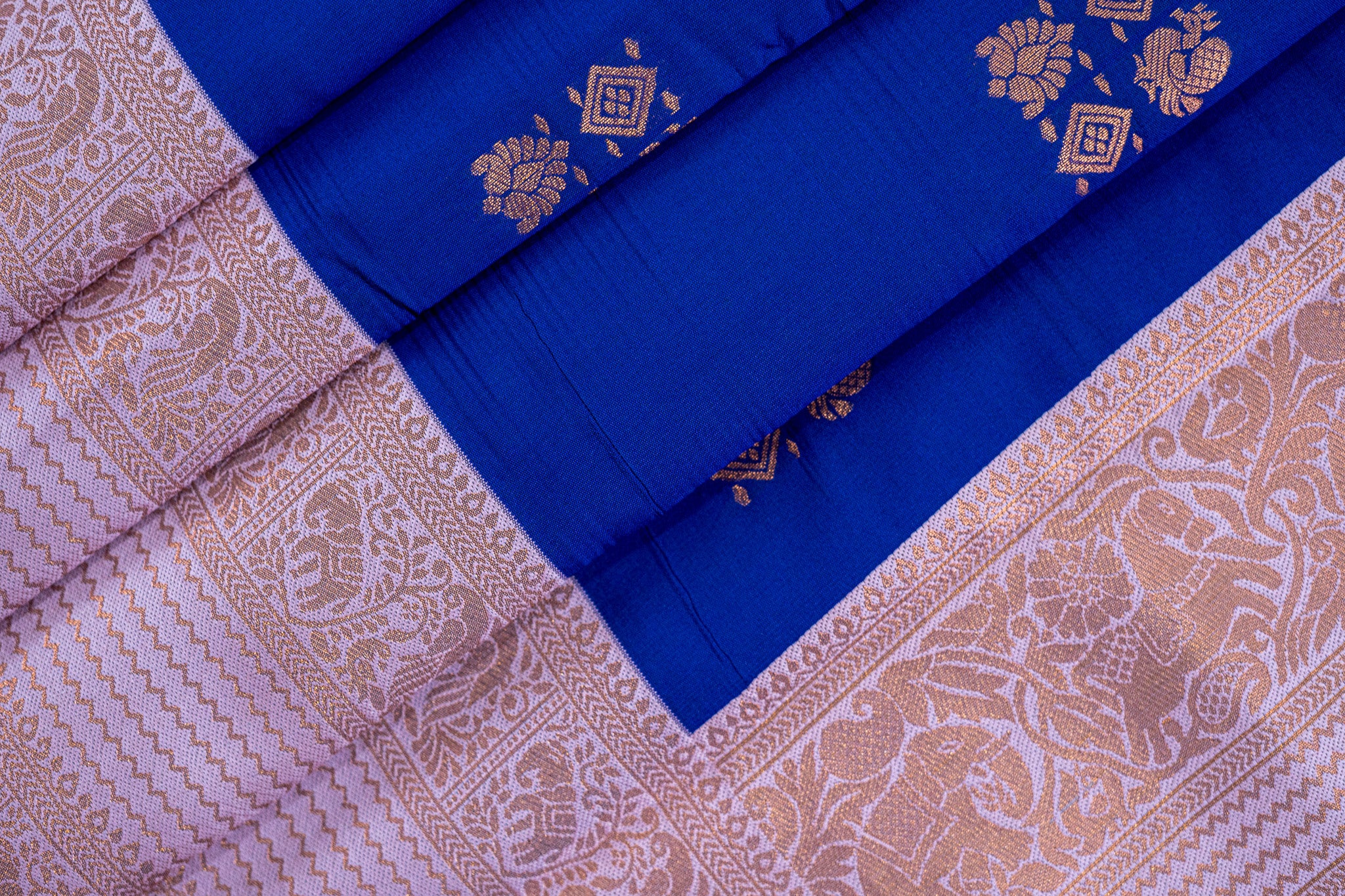 TANI Ayodya Kota Silk – Blue with Copper Zari