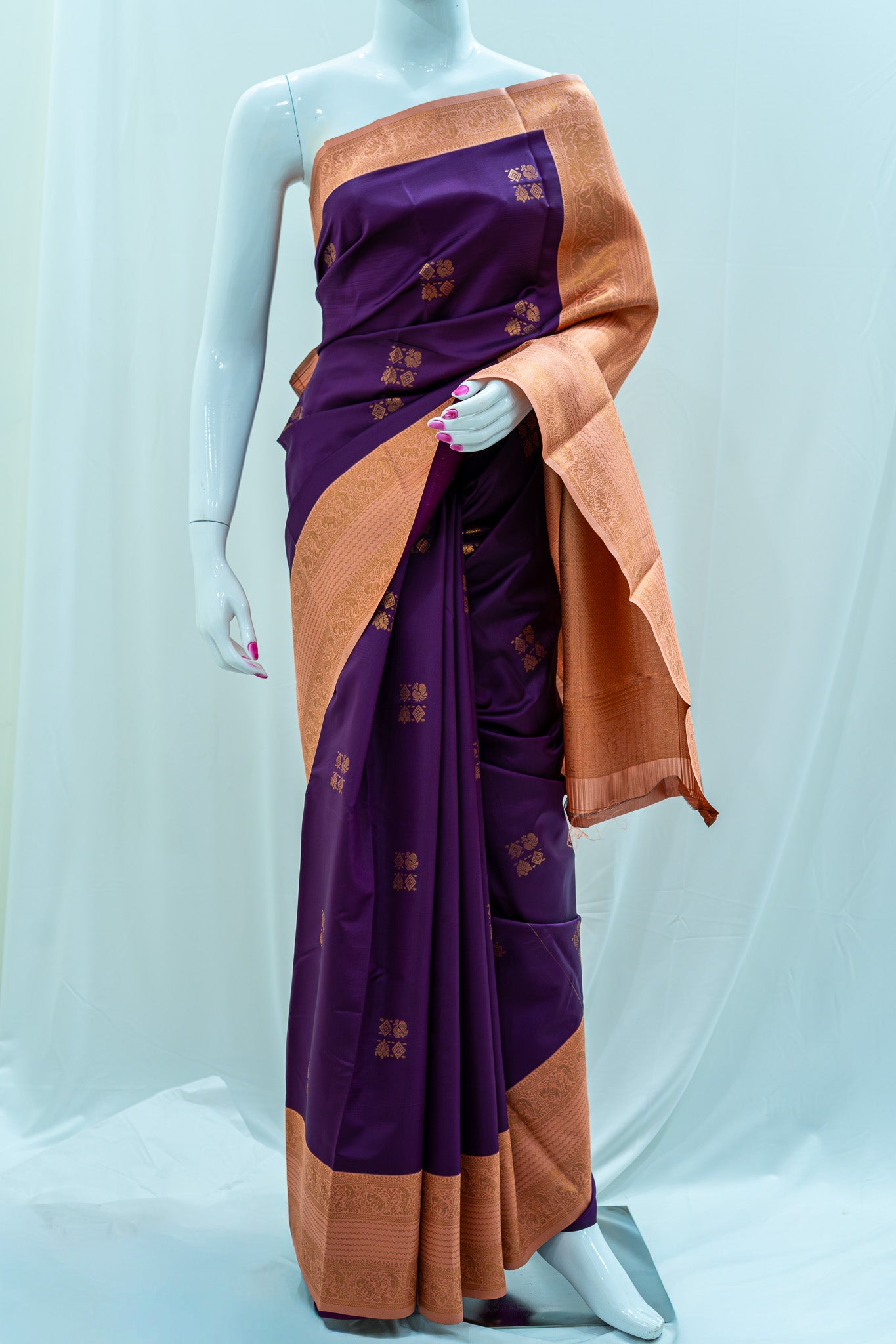 TANI Ayodya Kota Silk – Violet with Copper Zari