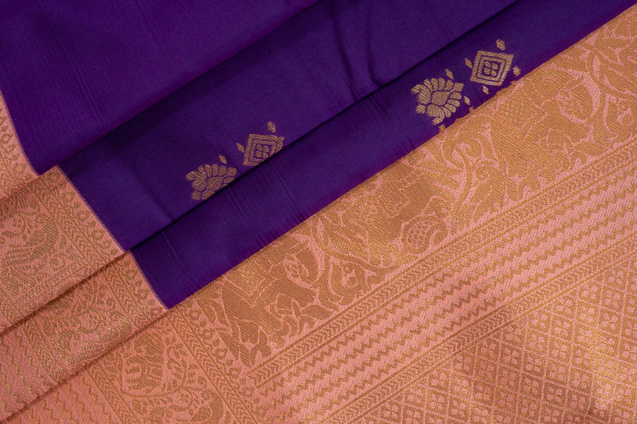 TANI Ayodya Kota Silk – Violet with Copper Zari