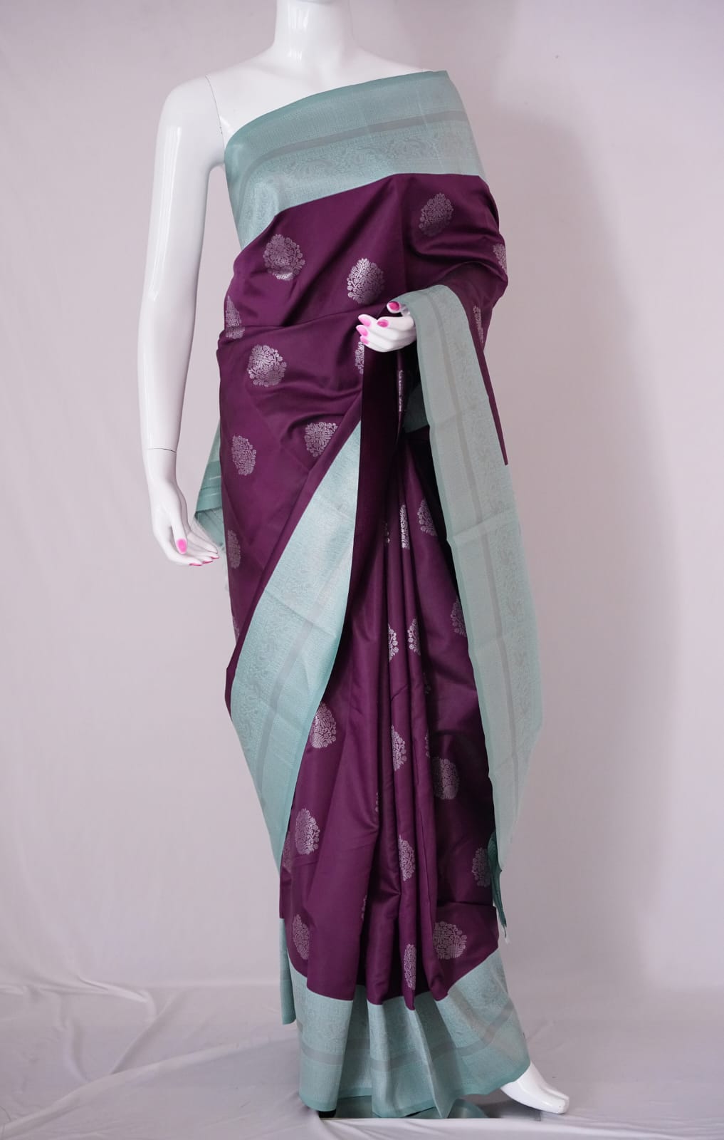 TARA Ayodya Kota Silk   – Wine Rexona with Silver Zari