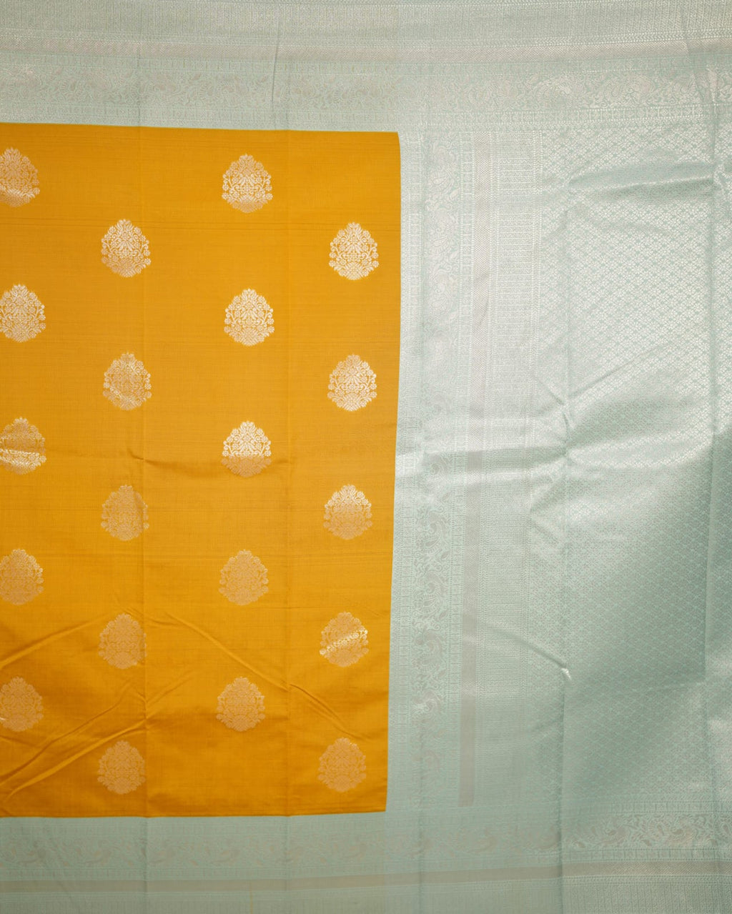 TARA Ayodya Kota Silk  – Mustard Rexona with Silver Zari