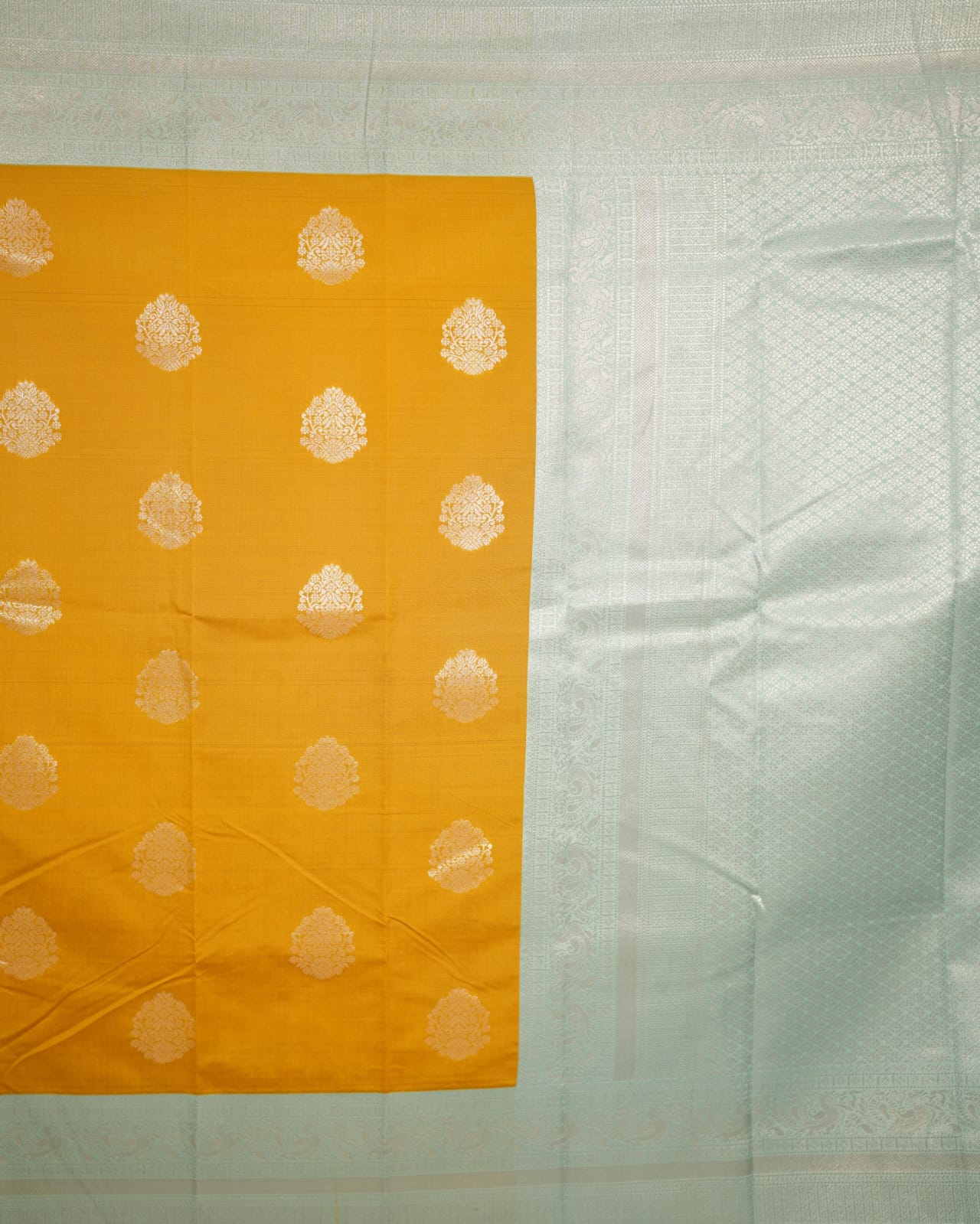 TARA Ayodya Kota Silk  – Mustard Rexona with Silver Zari