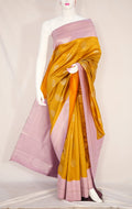 TARA Ayodya Kota Silk – Mustard Pink with Silver Zari