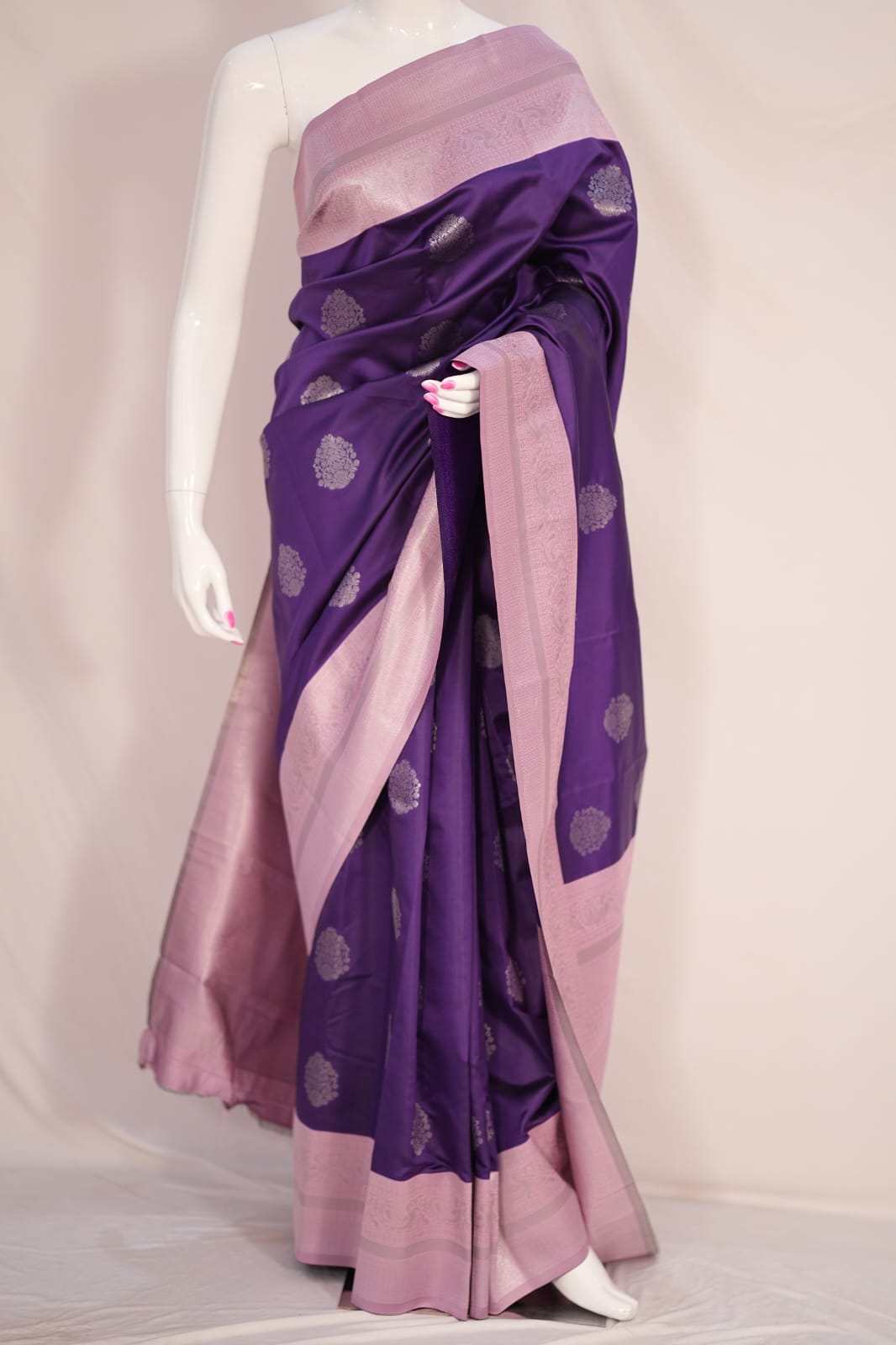 TARA Ayodya Kota Silk  – Purple Pink with Silver Zari