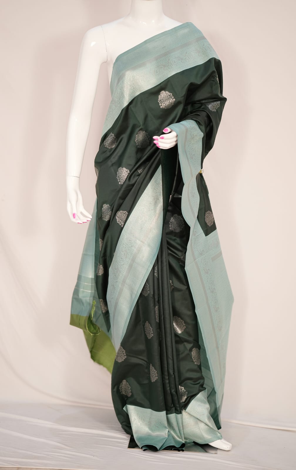 TARA Ayodya Kota Silk  – B Green Rexona with Silver Zari