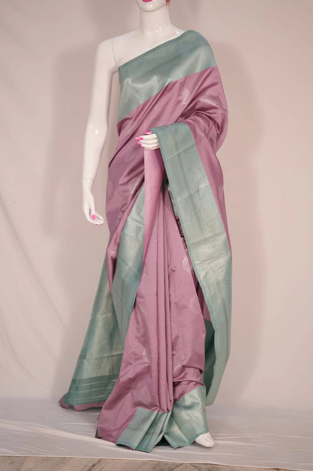 TARA Ayodya Kota Silk – Baby Pink Rexona with Silver Zari