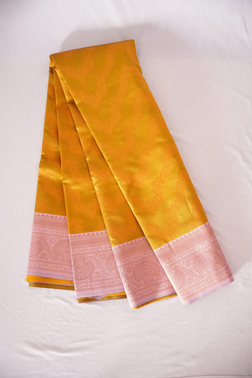 PARI Ayodya Kota Silk  – Mustard Baby Pink with Copper Zari