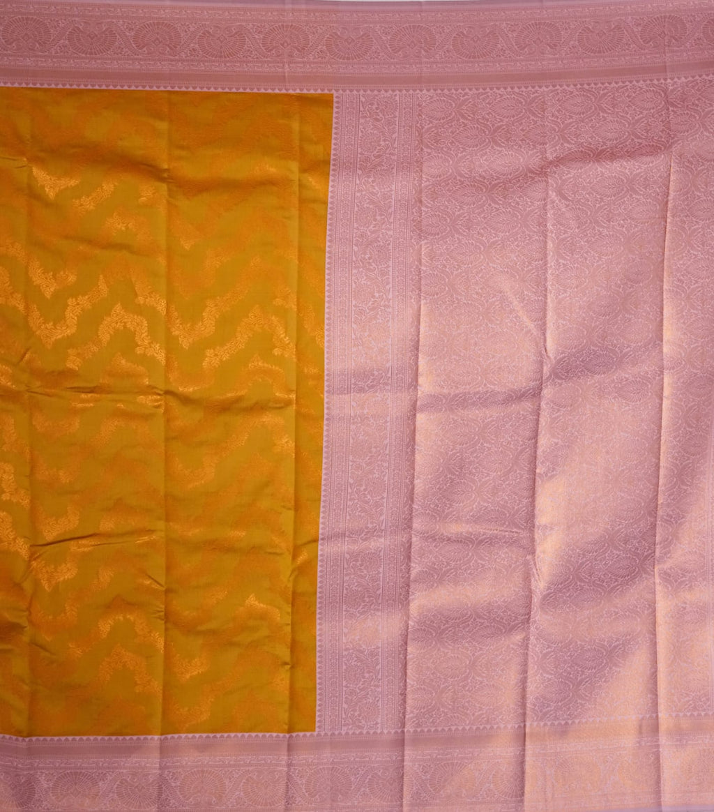 PARI Ayodya Kota Silk  – Mustard Baby Pink with Copper Zari