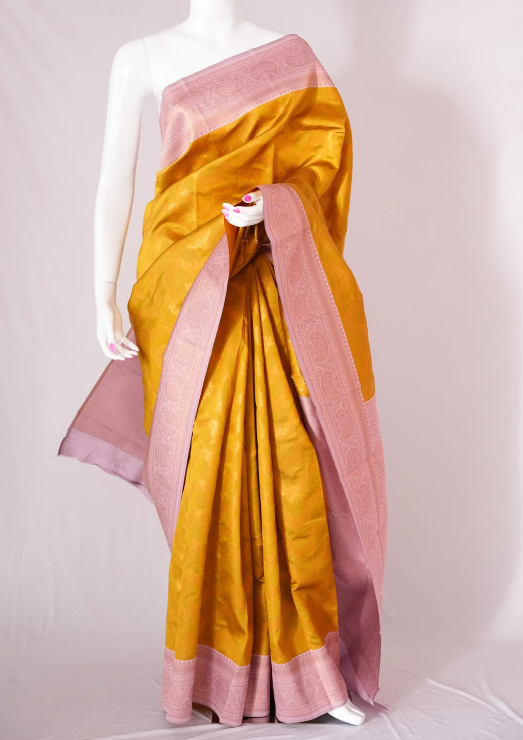 PARI Ayodya Kota Silk  – Mustard Baby Pink with Copper Zari