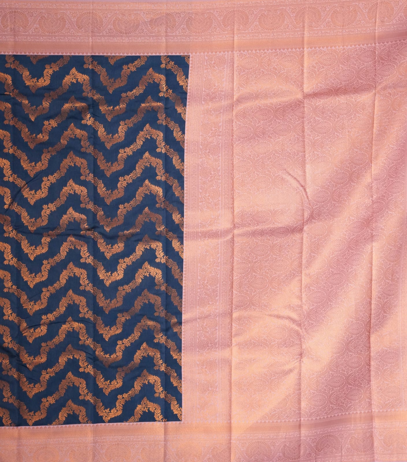 PARI Ayodya Kota Silk  – B Green Pink with Copper Zari