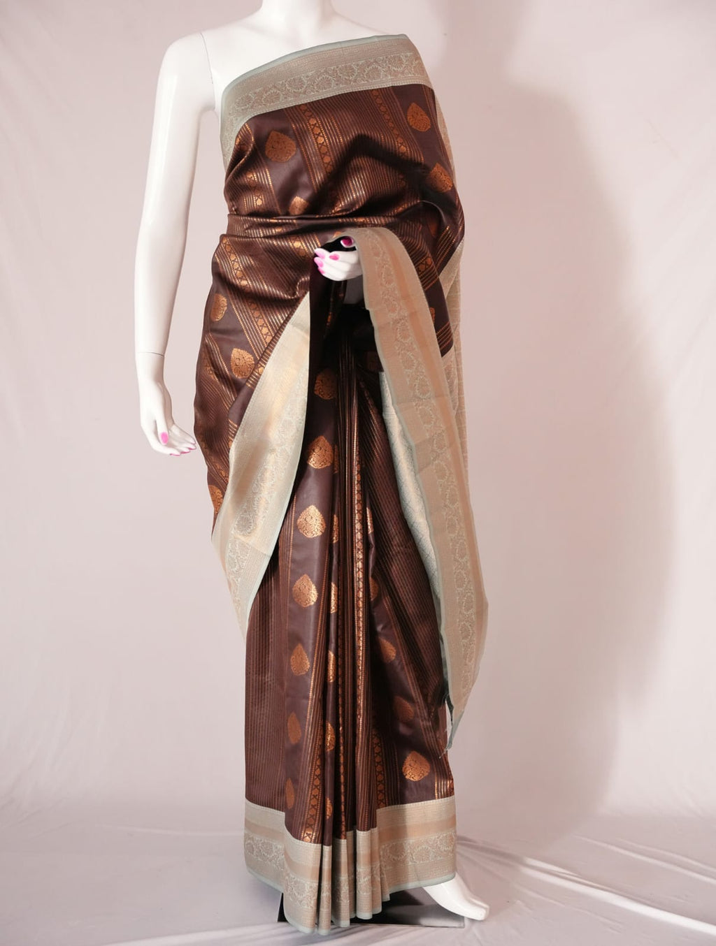 PARI Ayodya Kota Silk – Maroon Rexona with Copper Zari