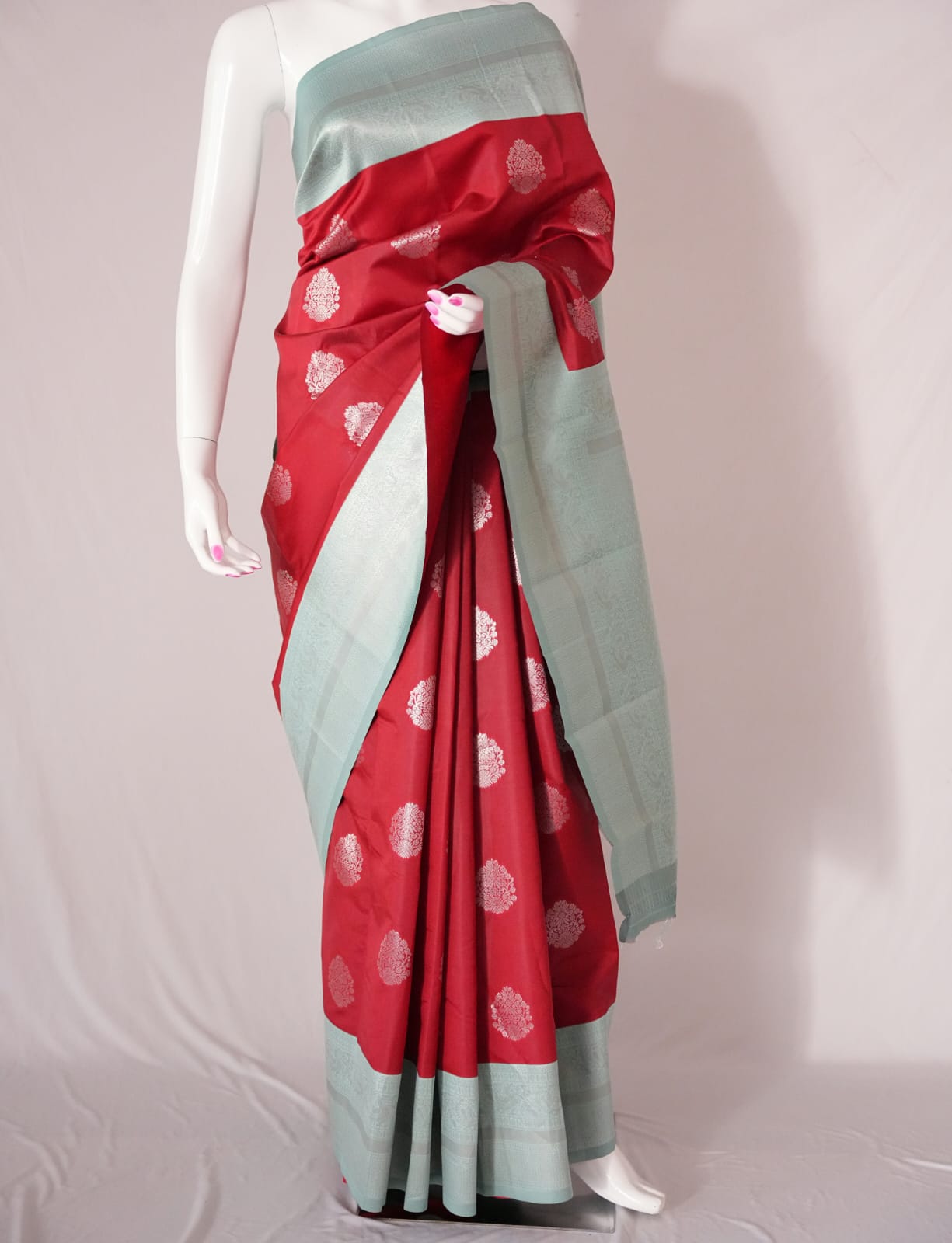 TARA Ayodya Kota Silk  – Red Rexona with Silver Zari