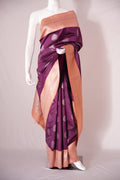 TARA Ayodya Kota Silk  – Mejentha Orange  with Silver Zari