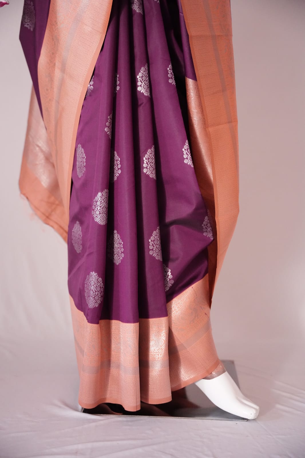 TARA Ayodya Kota Silk  – Mejentha Orange  with Silver Zari