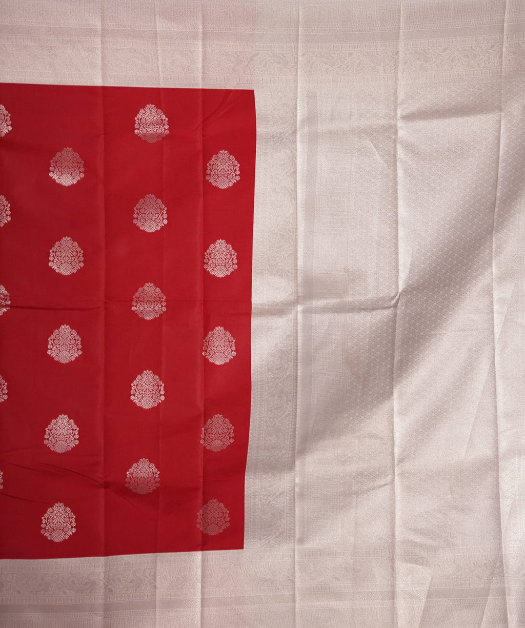 TARA Ayodya Kota Silk  – Red White with Silver Zari