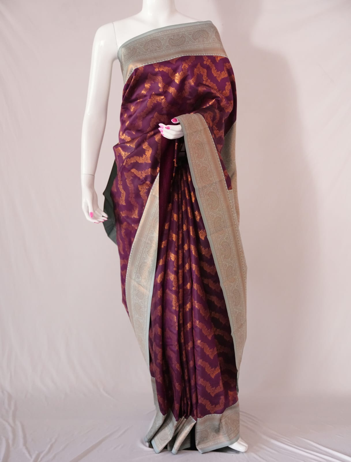 PARI Ayodya Kota Silk  – Wine Rexona with Copper Zari